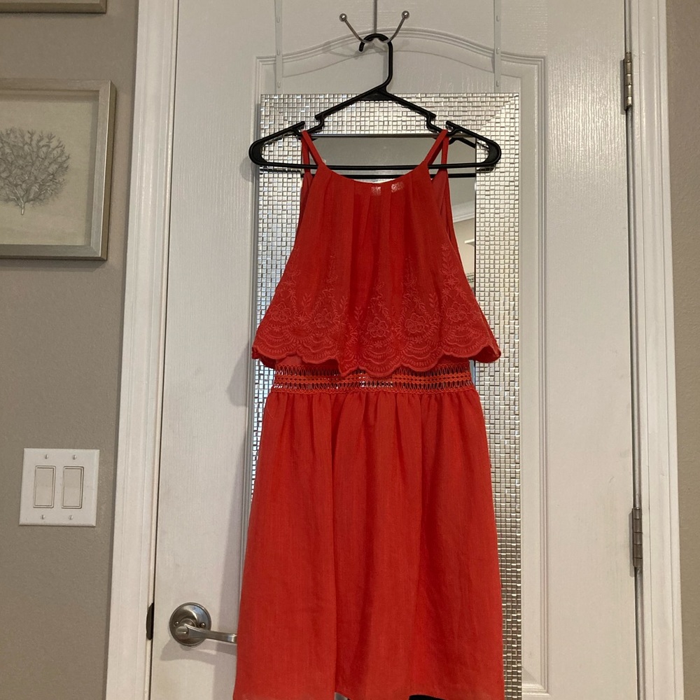 Super cute A. Byer Midi Dress poppy color Size 7 NWT